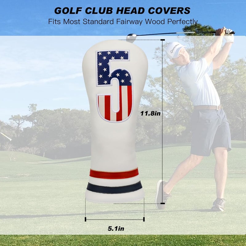 PONADA Golf Head Covers, 4pcs or 1pc USA Stars and Stripes Golf Club Covers for Woods and Driver Fairway Hybrid, PU Leather Golf Club Head Covers for Men Women with Interchangeable Tags, Fits Most Golf Clubs - Image 1